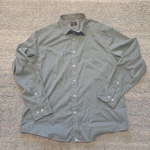 UNTUCKit  Shirt Button Down Green Microcheck  Long Sleeve  Men Size XL